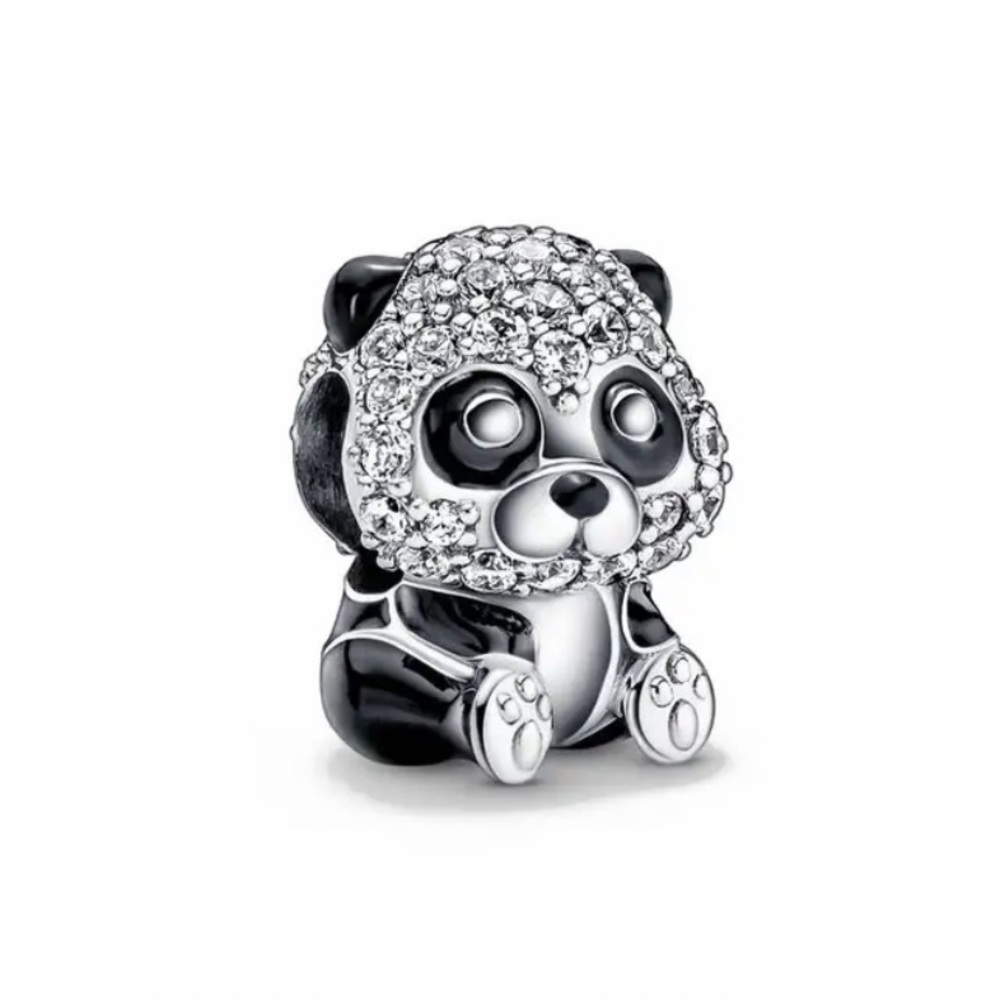NWOT Sparkling Cute Panda Charm Sterling Silver 925